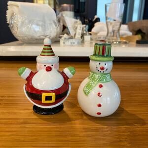 Chubby Santa Claus & Snowman Christmas Salt & Pepper‎ Shakers